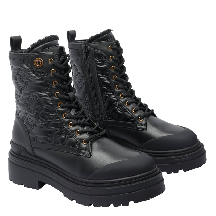 Pinko Boots Black Calf Leather/rubber Sole