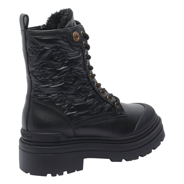 Pinko Boots Black Calf Leather/rubber Sole