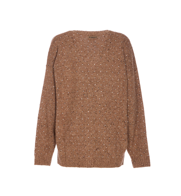 Pinko Sweaters Brown Wool Nylon Viscose