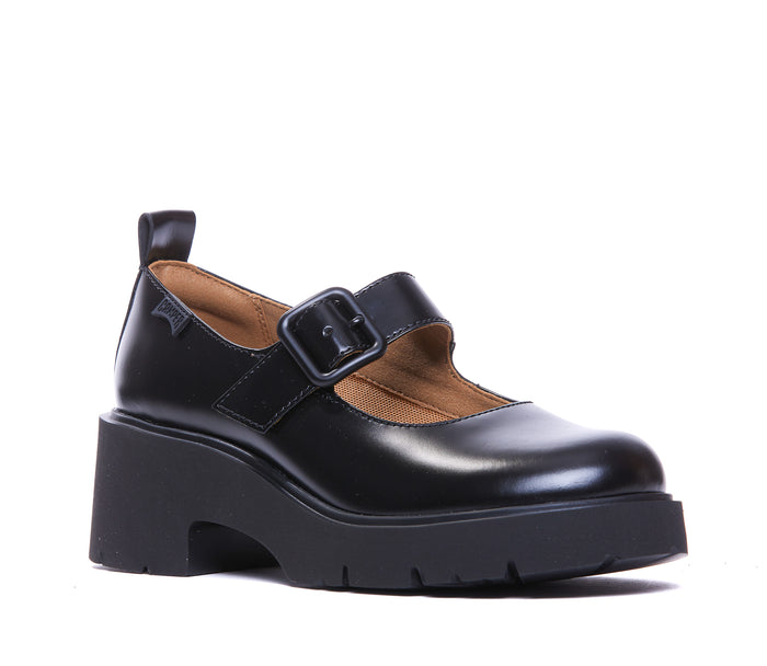 Camper Flat Shoes Black Calf Leather/rubber Sole