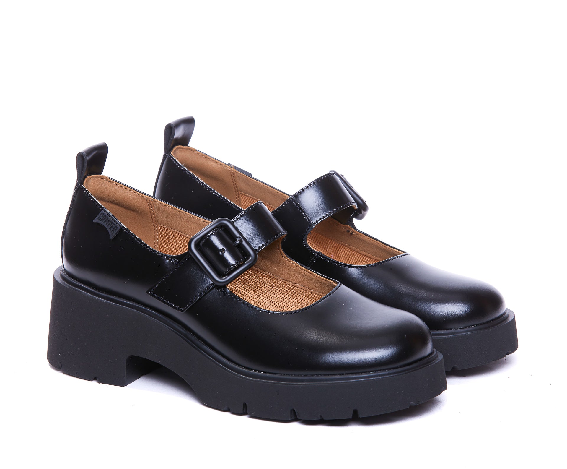 Camper Flat Shoes Black Calf Leather/rubber Sole