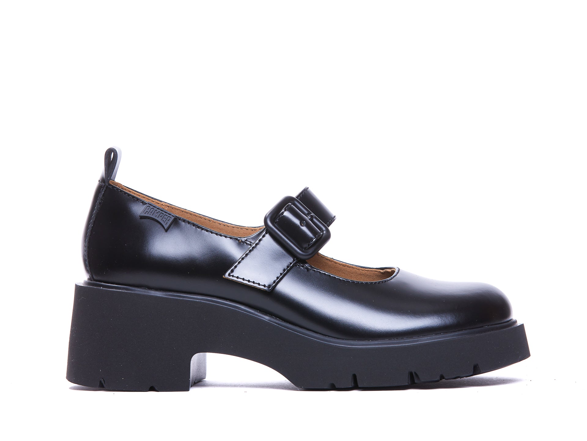 Camper Flat Shoes Black Calf Leather/rubber Sole