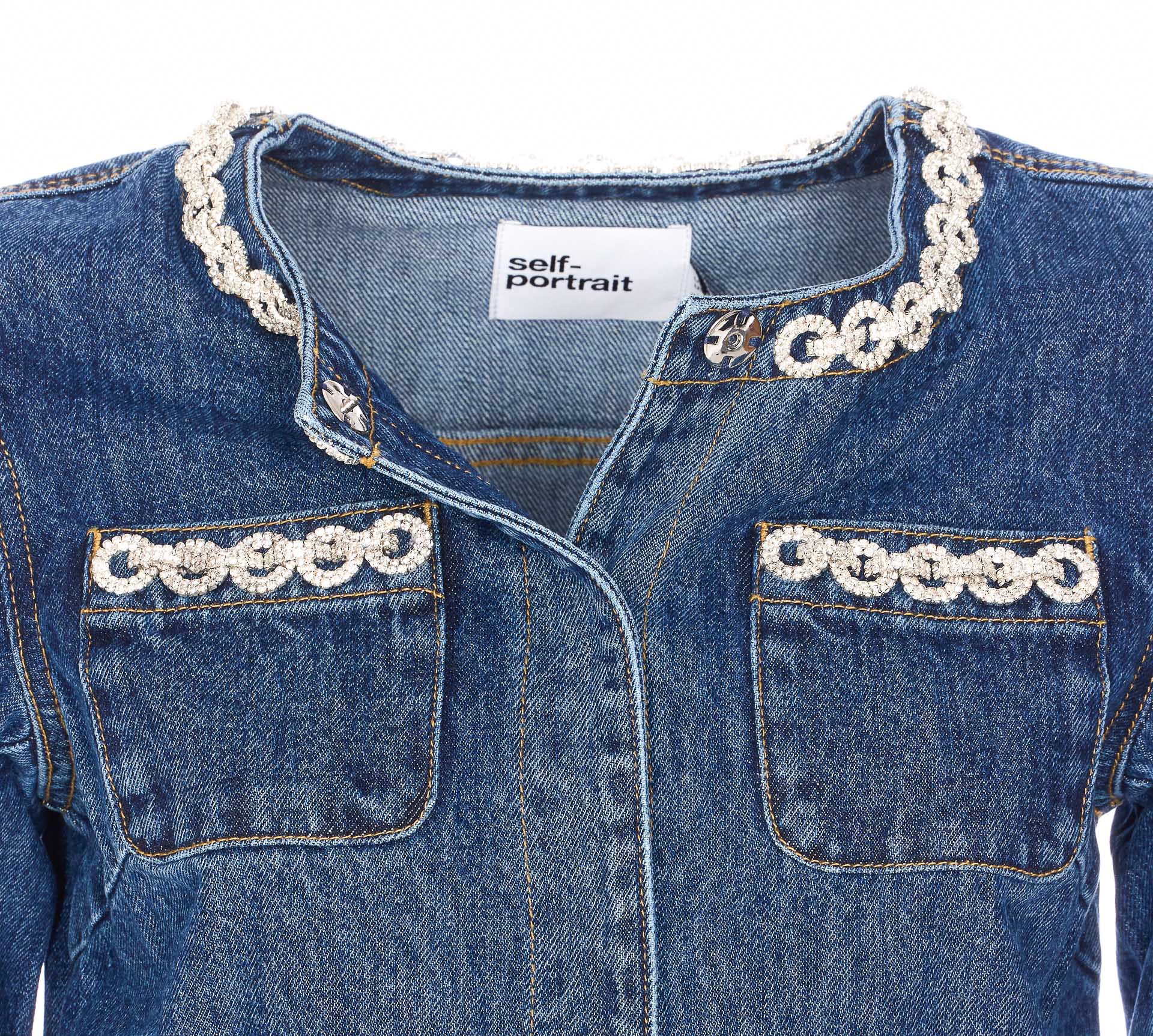 Self Portrait Jackets Blue Cotton