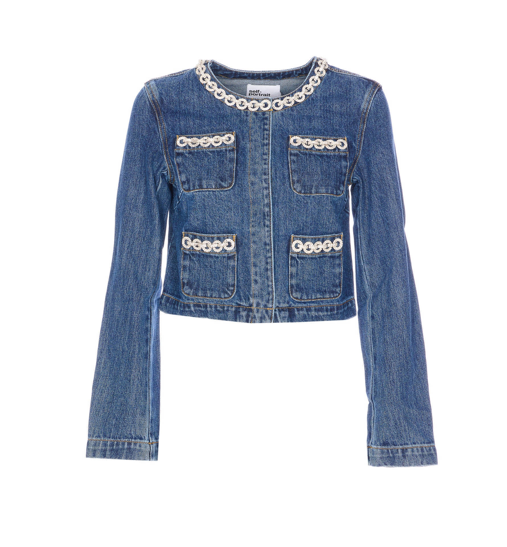 Self Portrait Jackets Blue Cotton