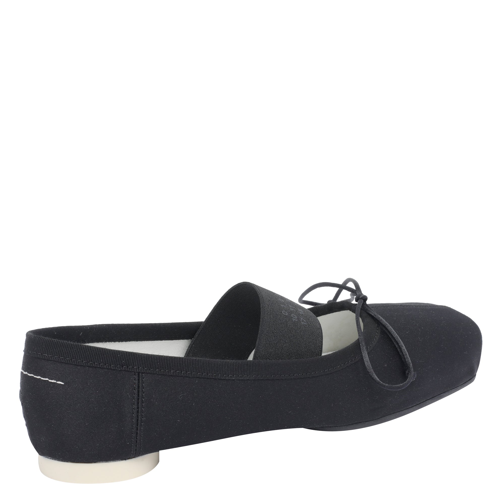 Mm6 Maison Margiela Flat Shoes Black Fabric/ Leather Sole