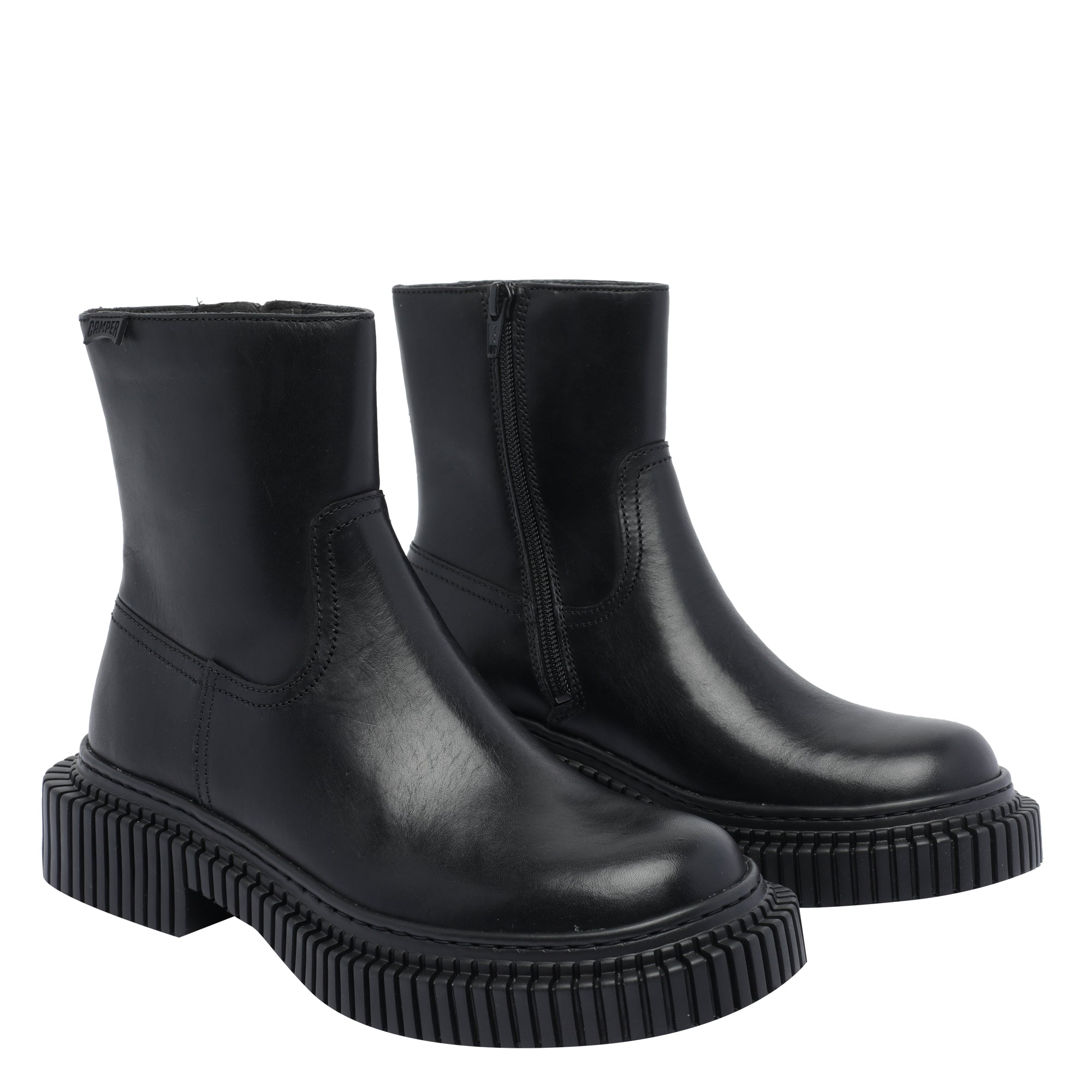 Camper Boots Black Calf Leather/rubber Sole