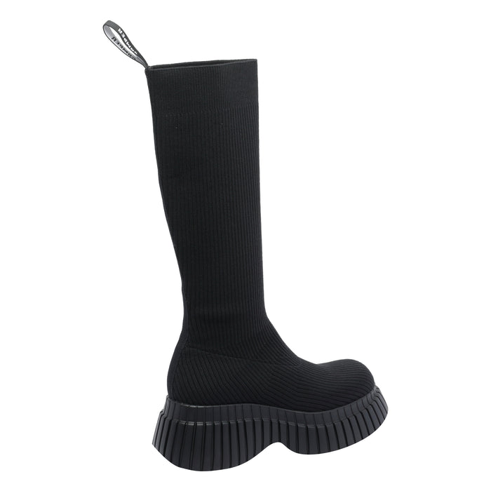 Camper Boots Black Fabric/rubber Sole