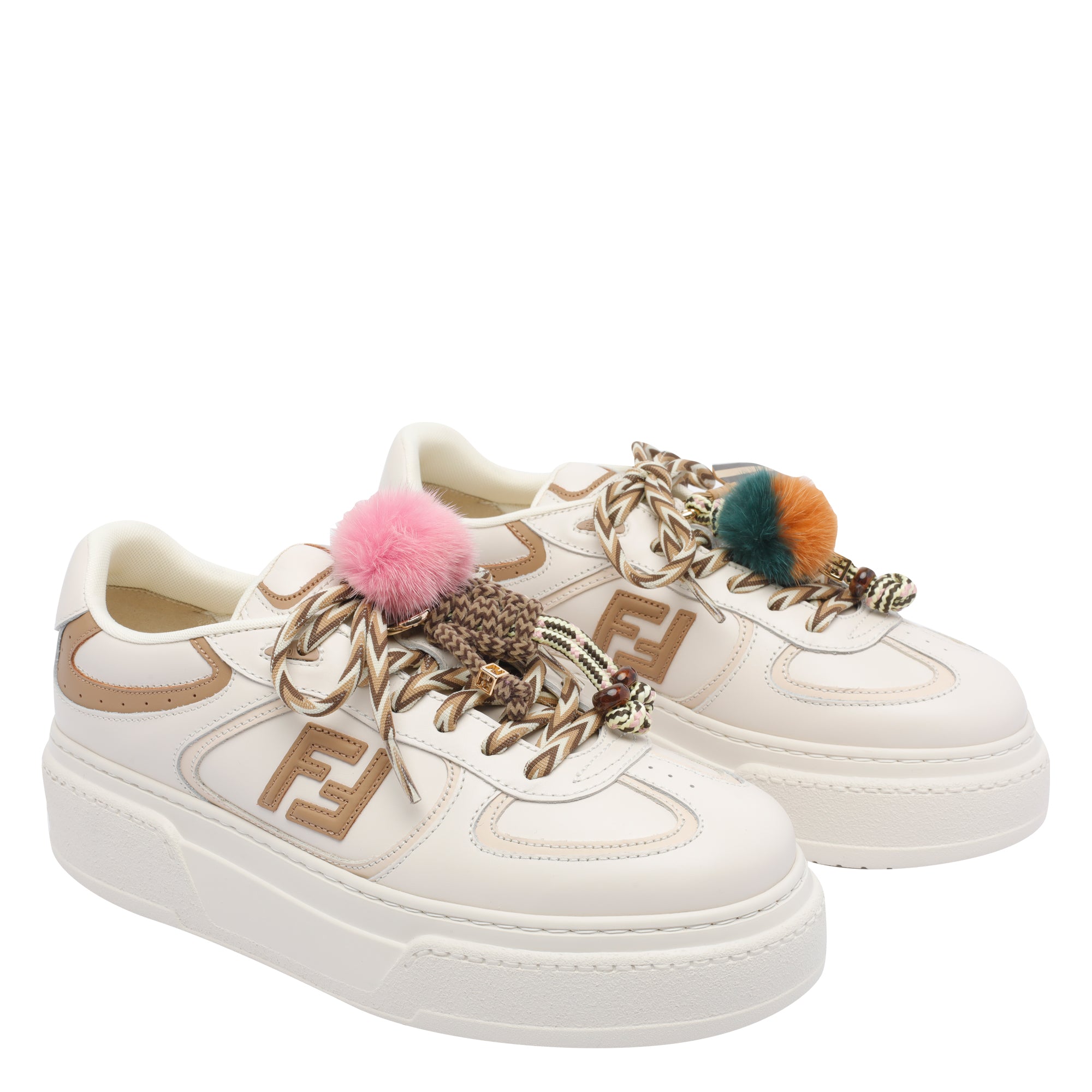 Fendi Sneakers White Calf Leather/ Rubber Sole