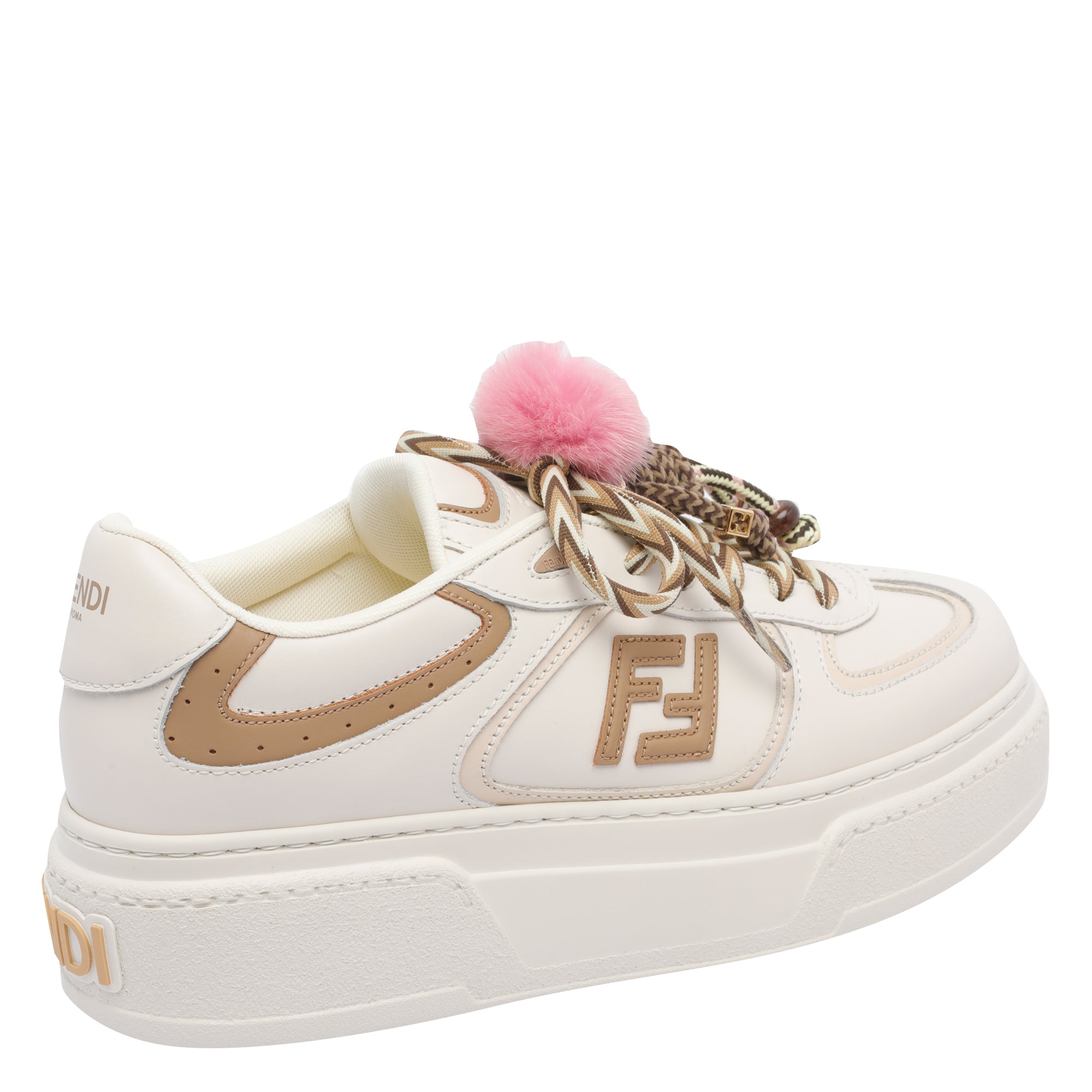 Fendi Sneakers White Calf Leather/ Rubber Sole