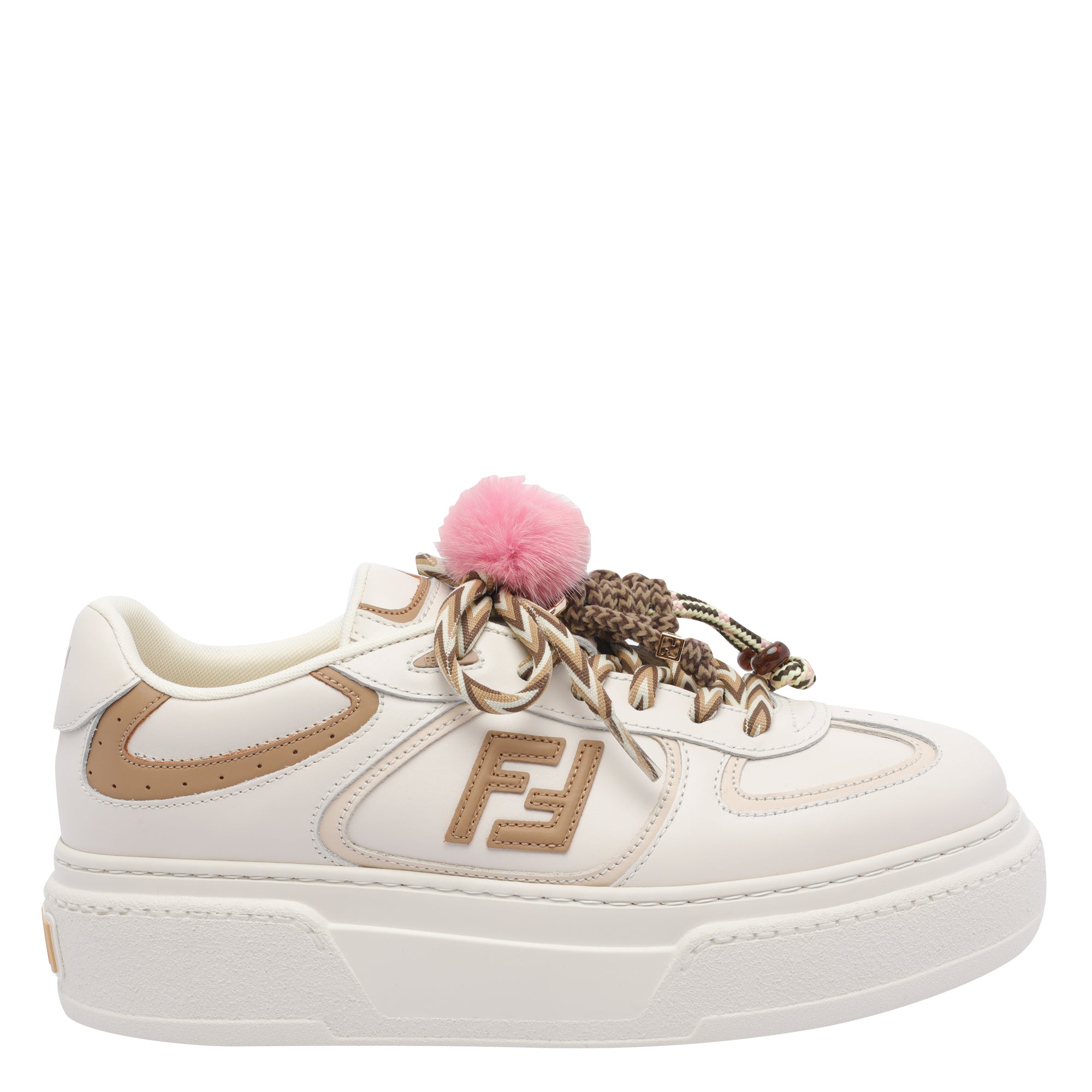 Fendi Sneakers White Calf Leather/ Rubber Sole