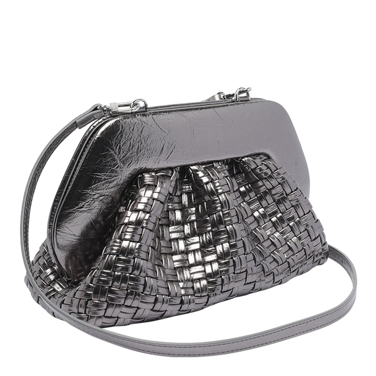 The Moire Bags Silver Tia Vegan Fabric