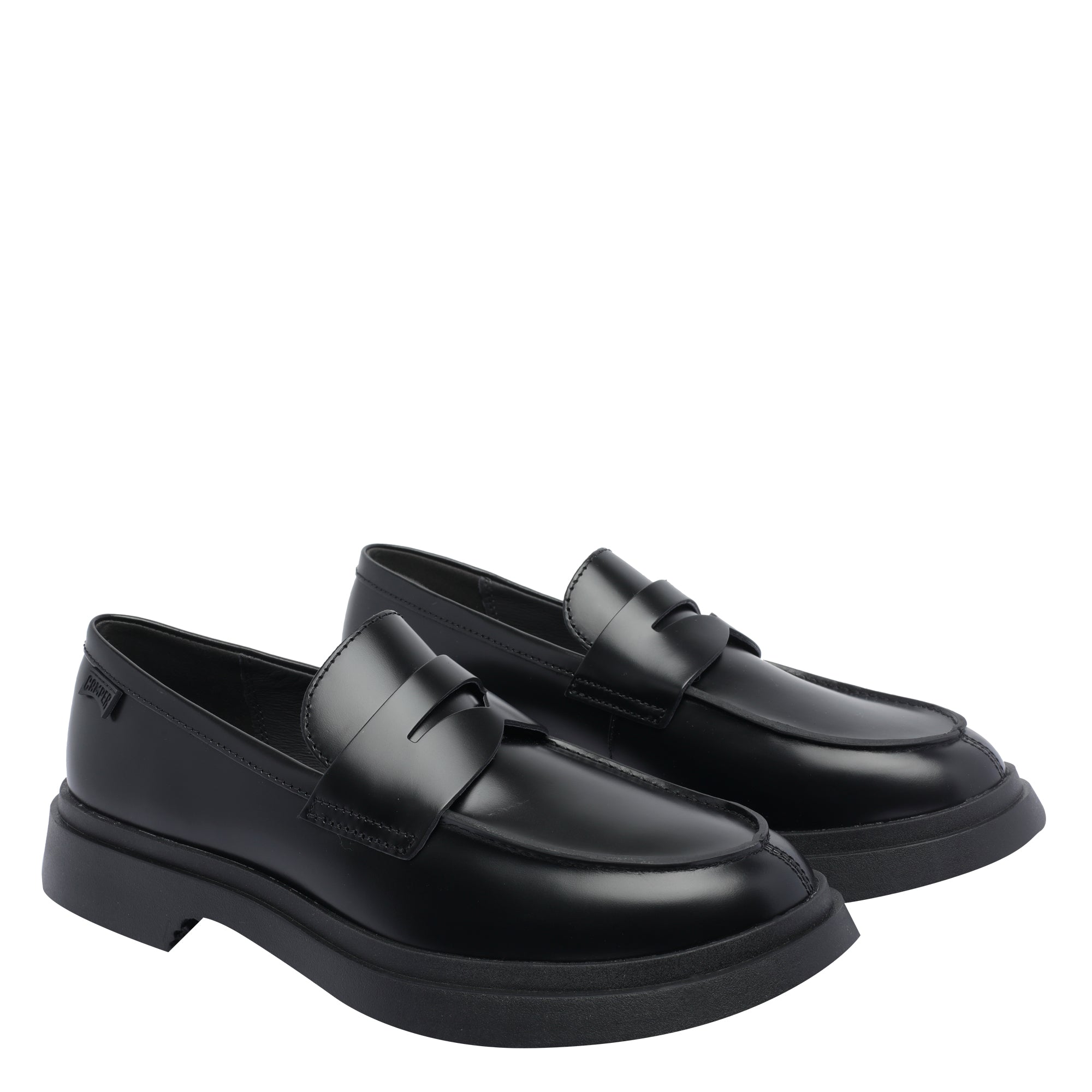 Camper Flat Shoes Black Calf Leather/rubber Sole