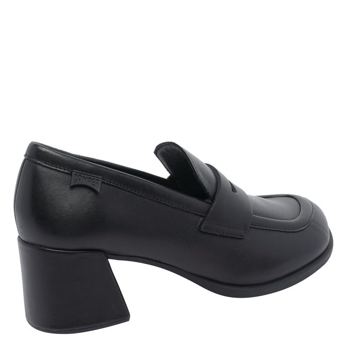 Camper With Heel Black Calf Leather/rubber Sole