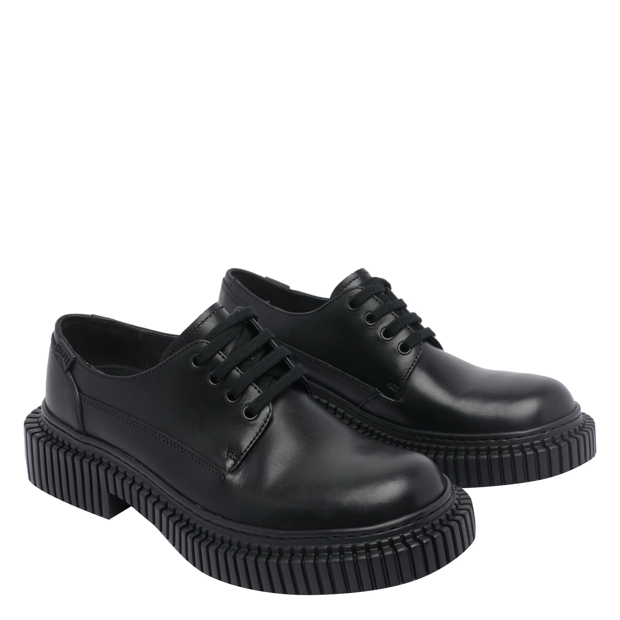 Camper Flat Shoes Black Calf Leather/rubber Sole