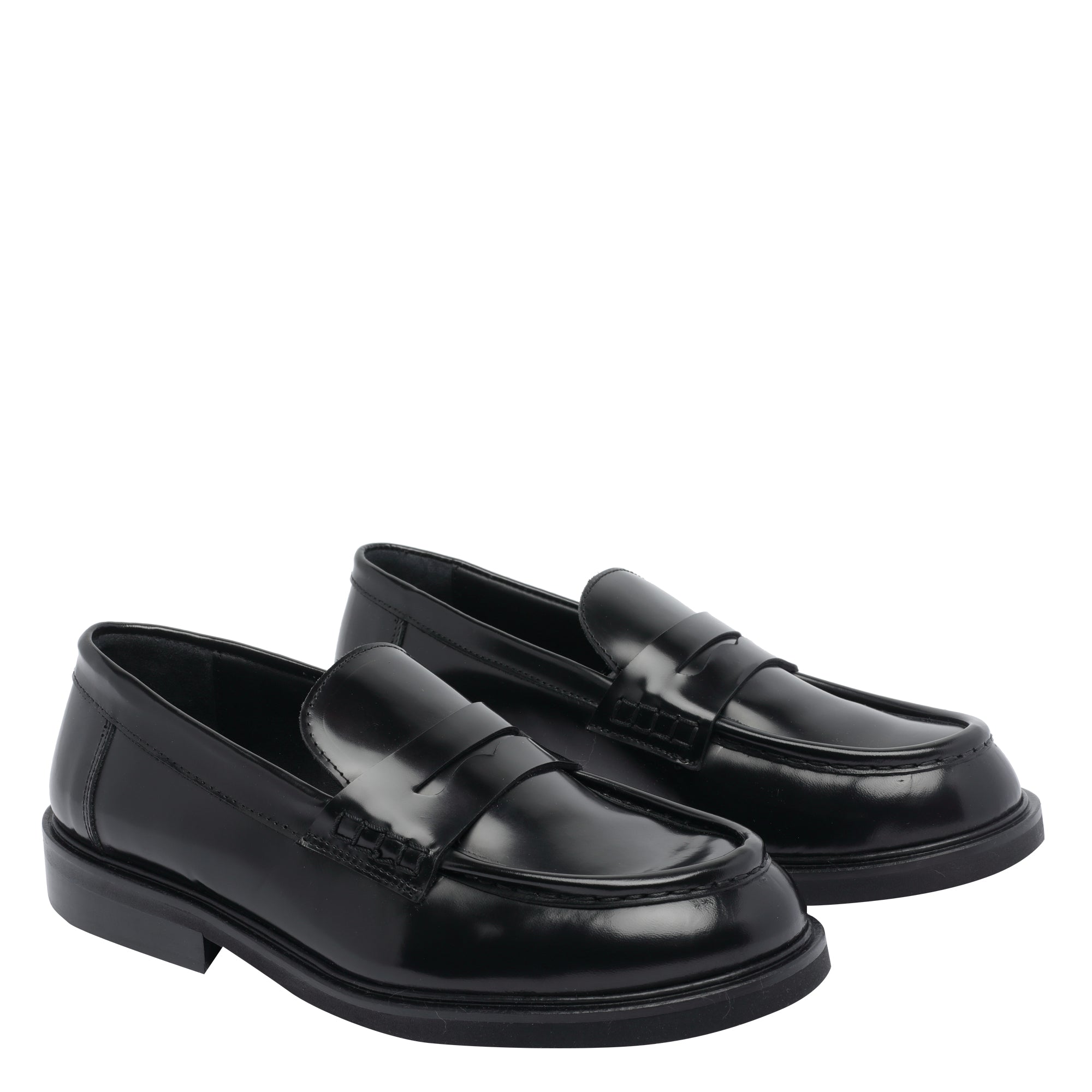Poeve Flat Shoes Black Calf Leather/rubber Sole