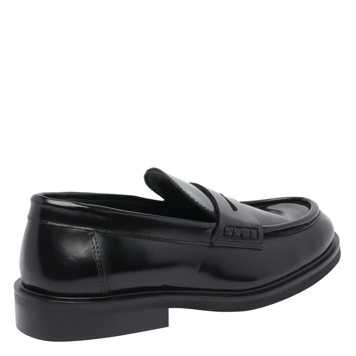Poeve Flat Shoes Black Calf Leather/rubber Sole