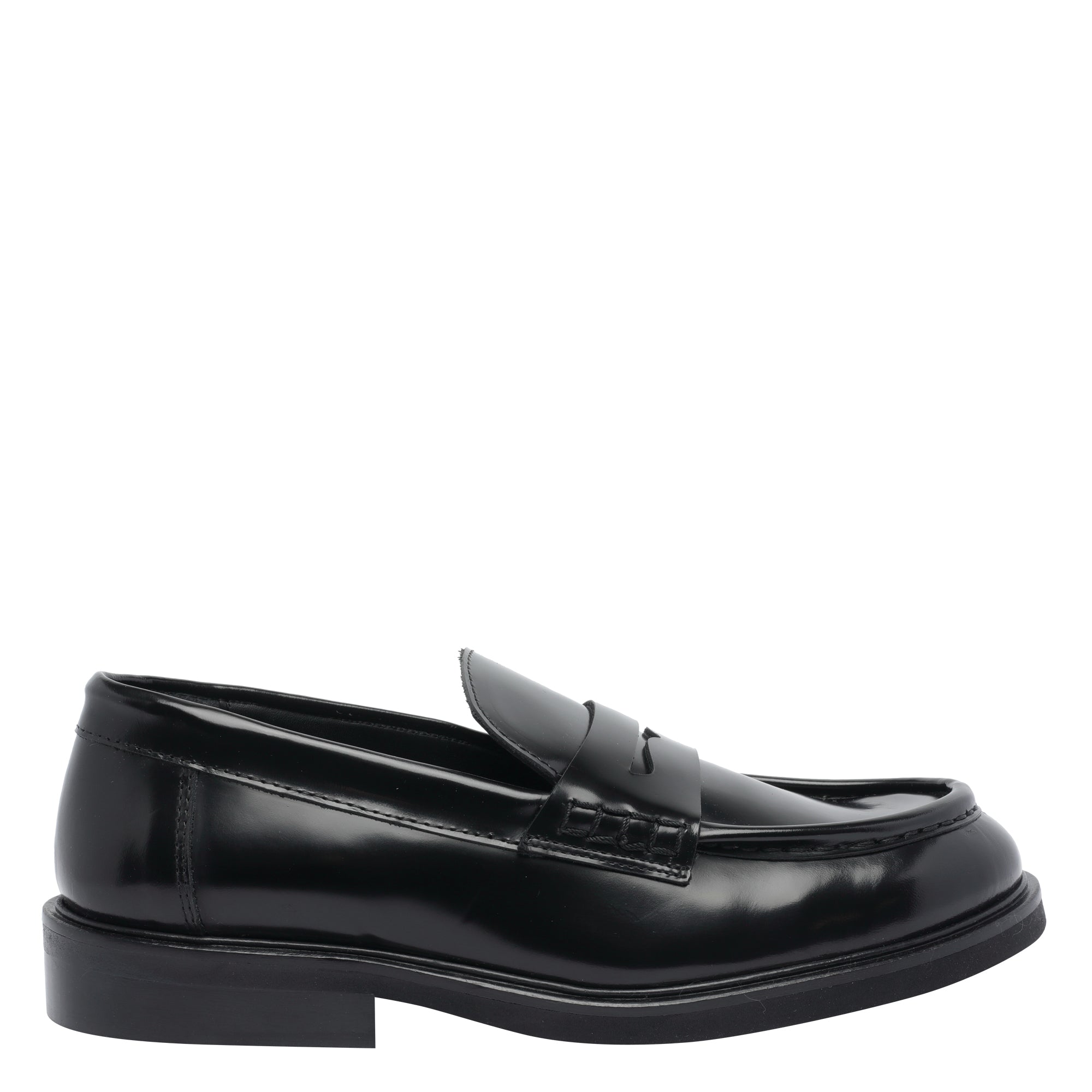 Poeve Flat Shoes Black Calf Leather/rubber Sole