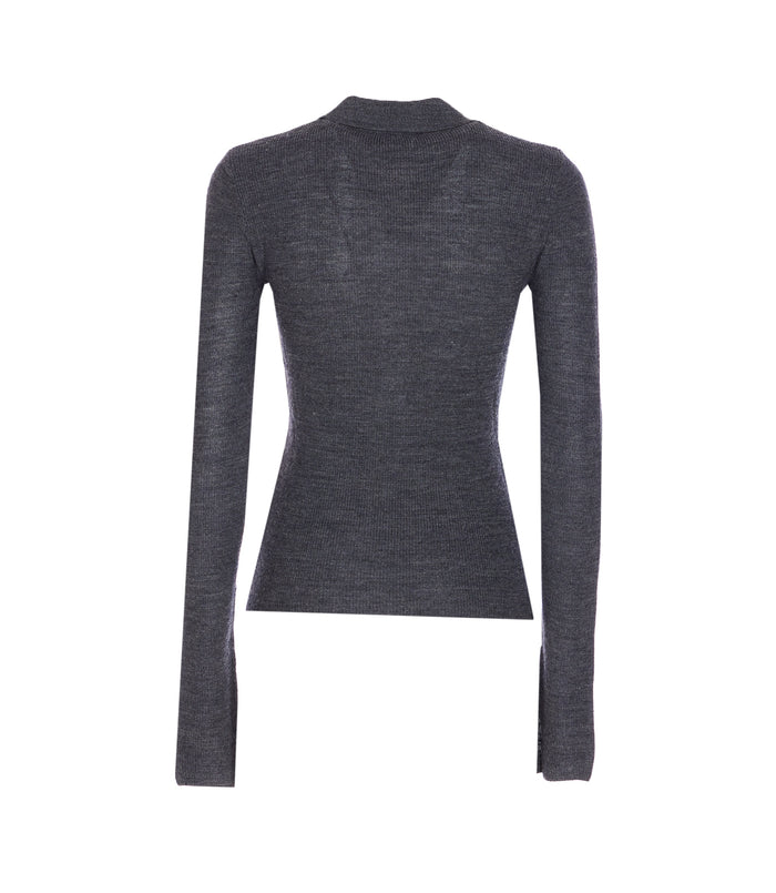 Ganni T-Shirts And Polos Grey Merino Wool