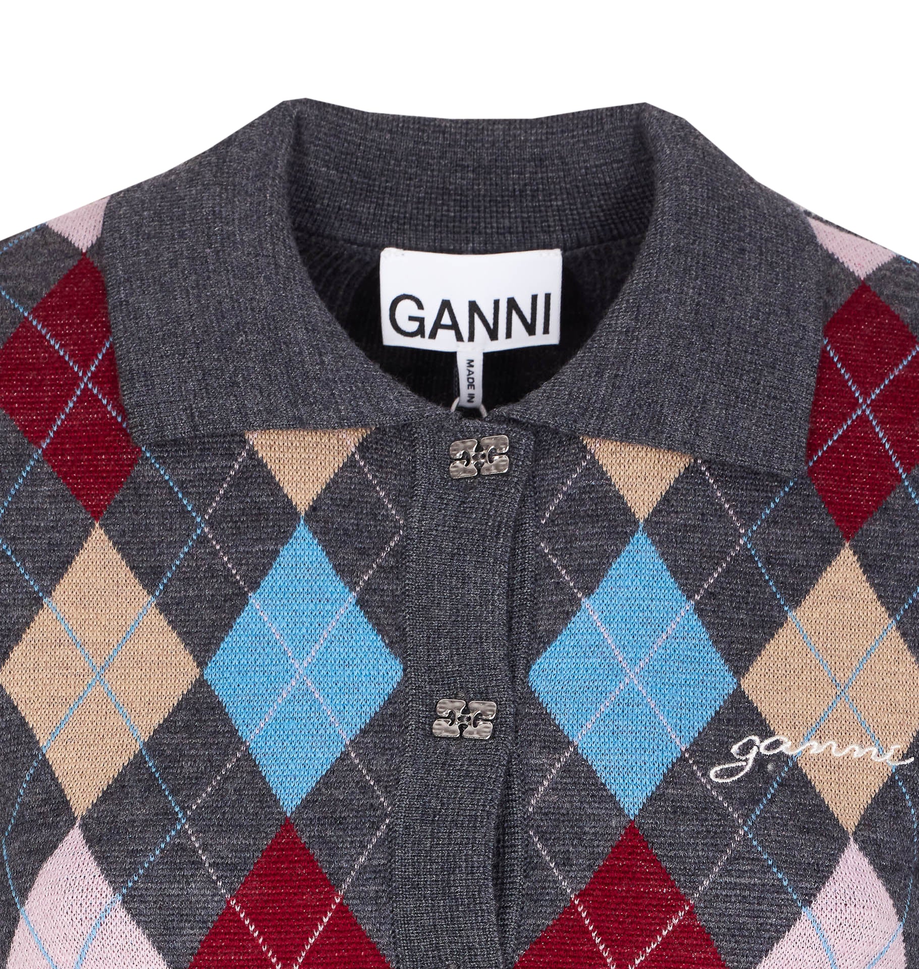 Ganni T-Shirts And Polos Grey Merino Wool