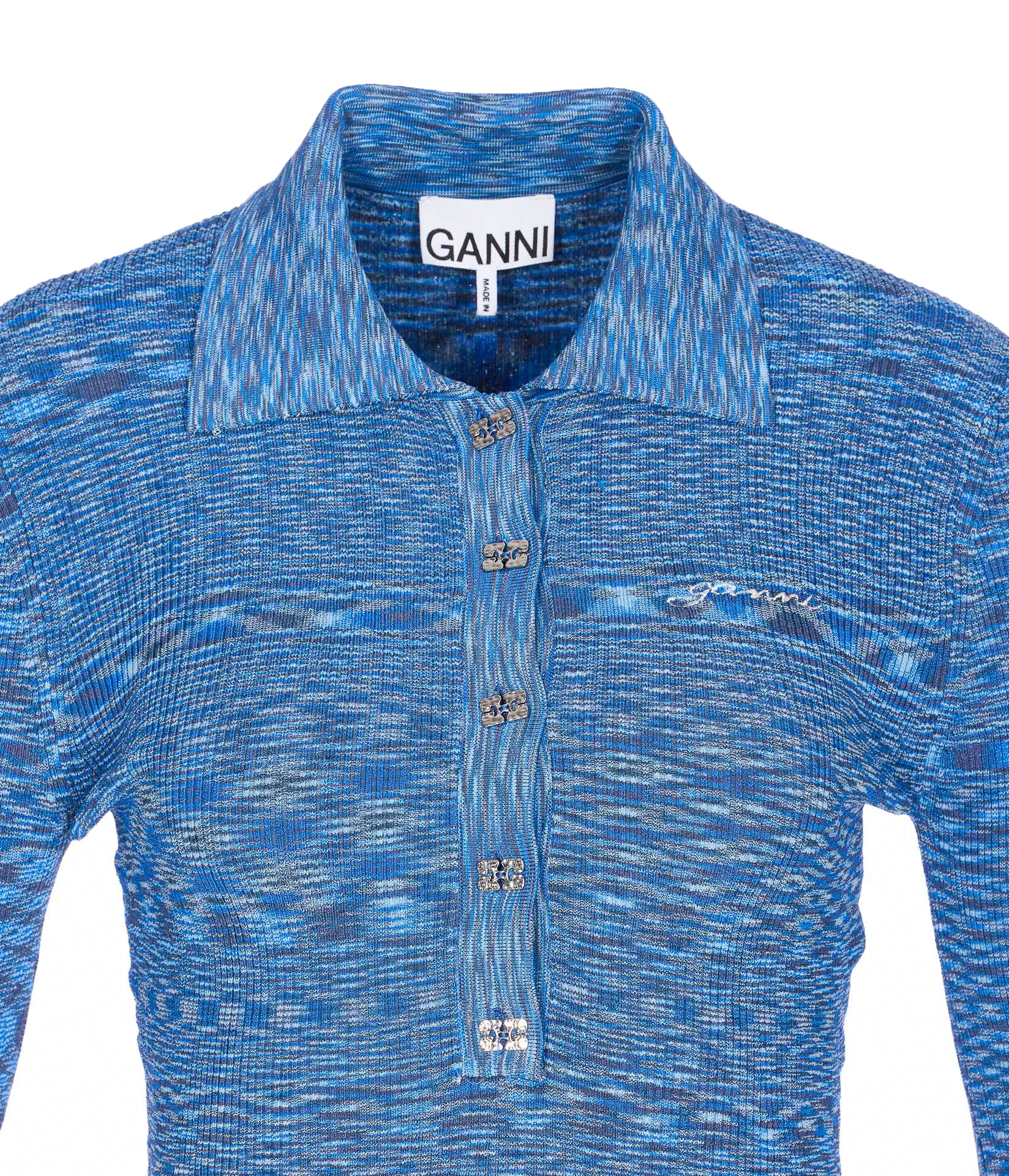 Ganni T-Shirts And Polos Blue Viscose