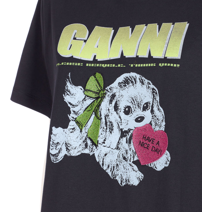 Ganni T-Shirts And Polos Grey Organic Cotton