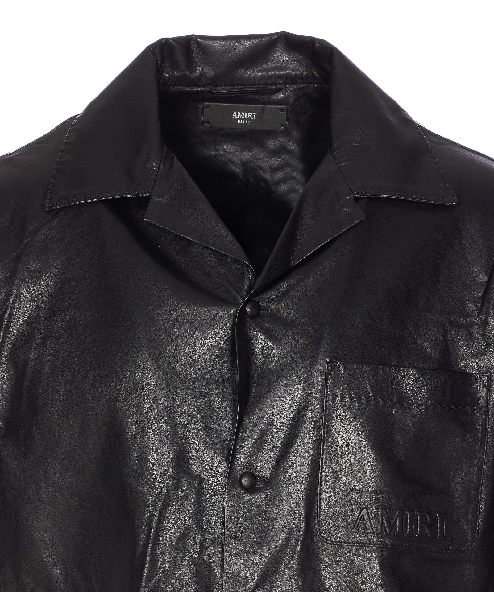 Amiri Shirts Black Lamb Leather
