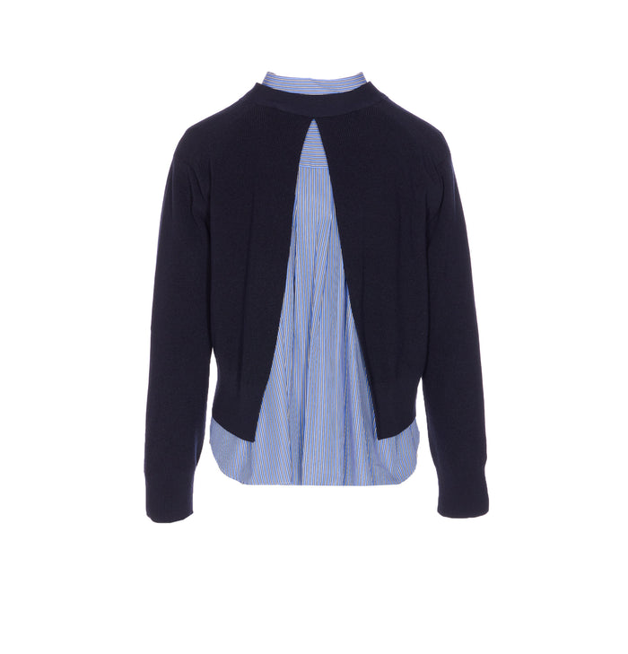 Sacai Sweaters Blue Cotton
