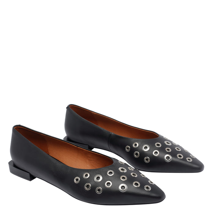 Angel Alarcon Flat Shoes Black Calf Leather/rubber Sole
