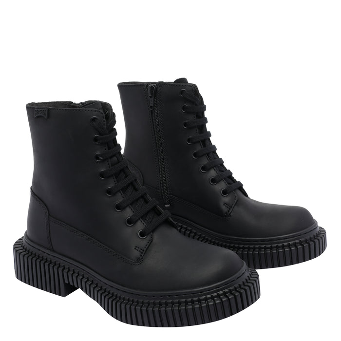 Camper Boots Black Calf Leather/rubber Sole