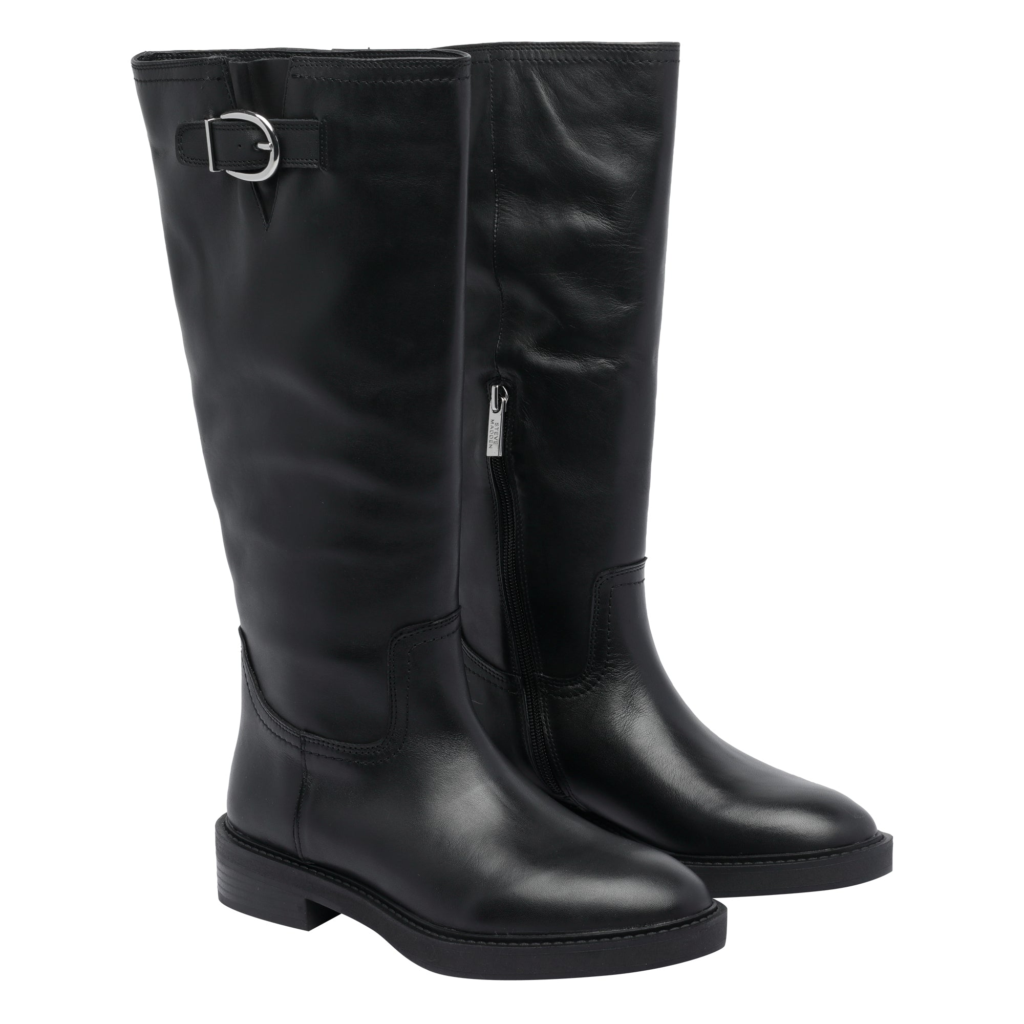 Steve Madden Boots Black Calf Leather/rubber Sole