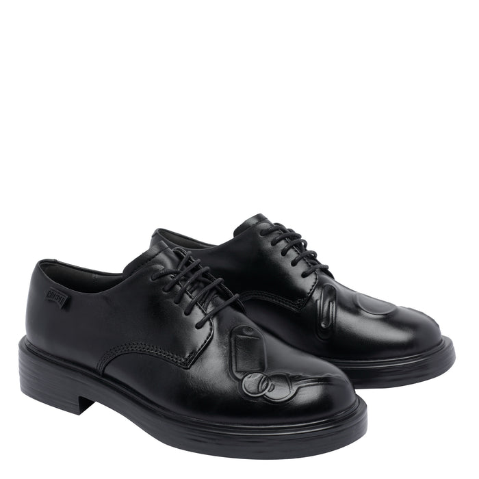 Camper Flat Shoes Black Calf Leather/rubber Sole