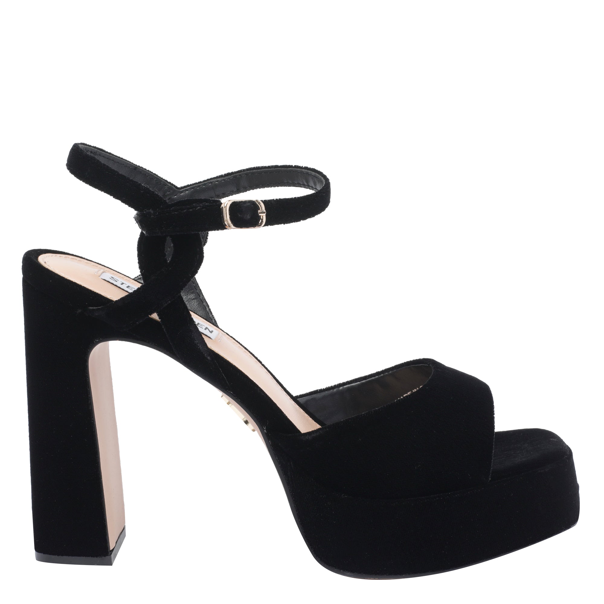 Steve Madden Sandals Black Velvet/rubber Sole