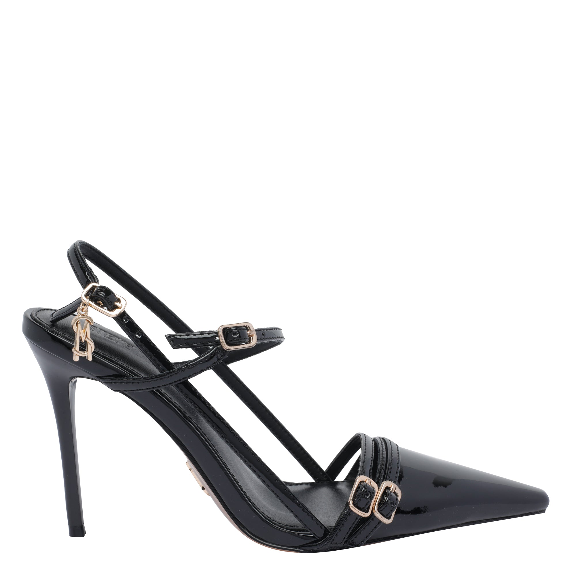 Steve Madden With Heel Black Patent/rubber Sole