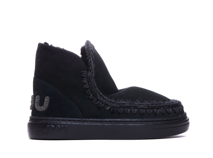 Mou Boots Black Suede/ Rubber Sole
