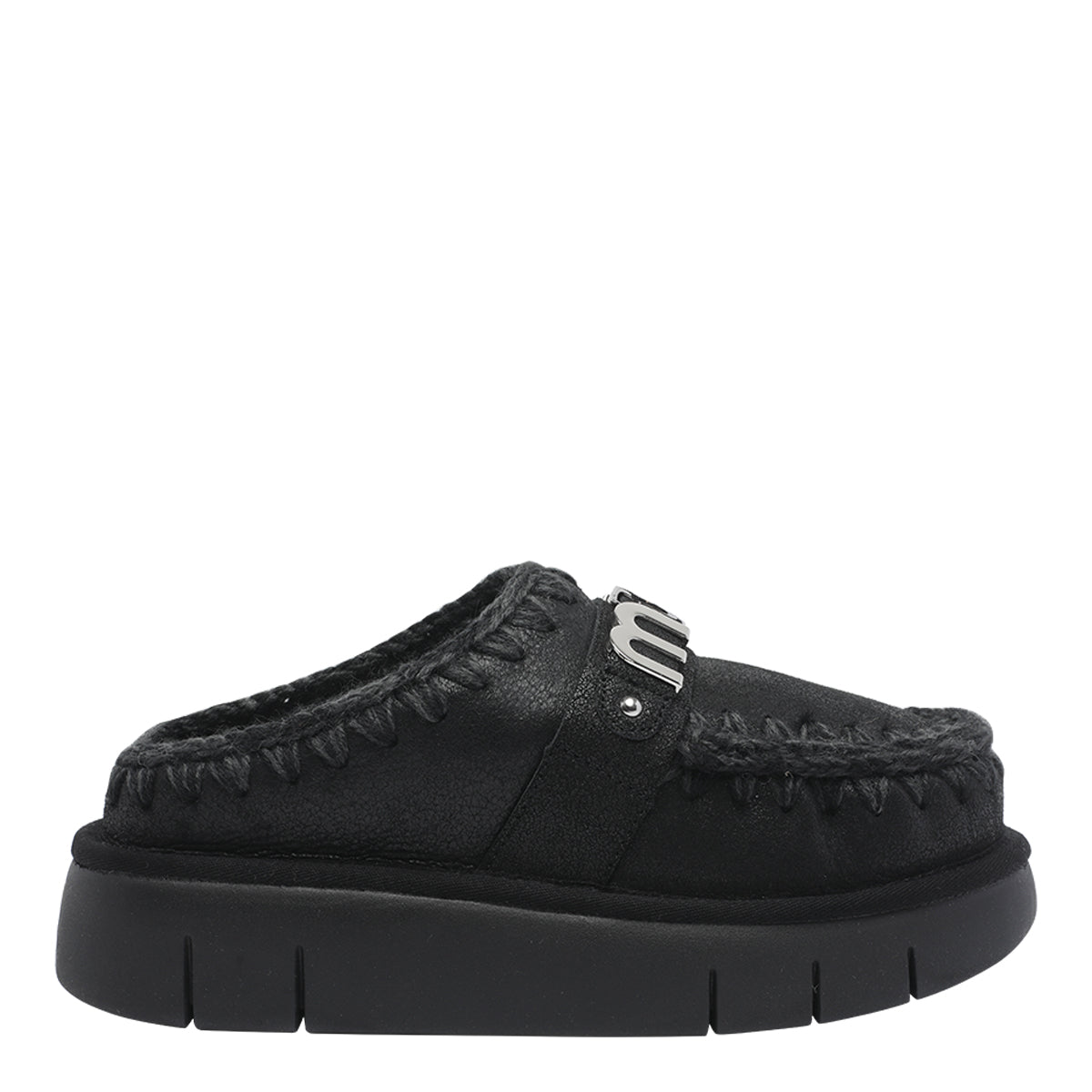 Mou Sandals Black Suede Leather/rubber Sole