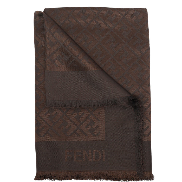 Fendi Scarfs Brown Silk Wool