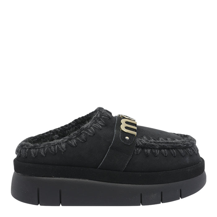 Mou Sandals Black Suede Leather/rubber Sole