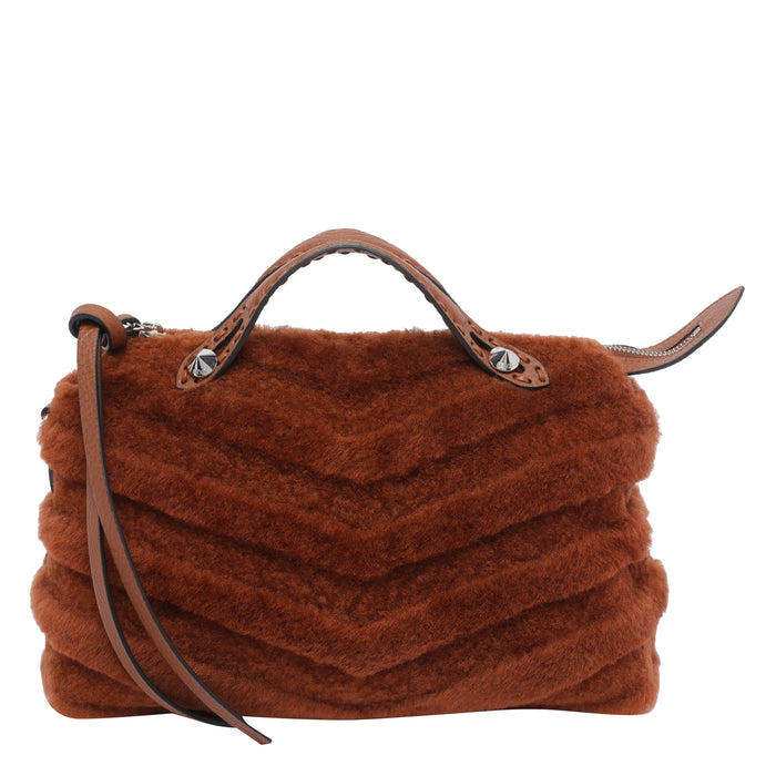 Fendi Bags Brown Shearling And Leather Trim