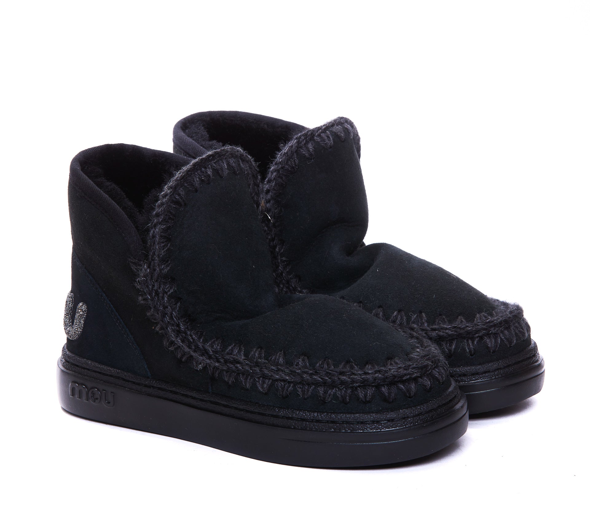 Mou Boots Black Suede/ Rubber Sole