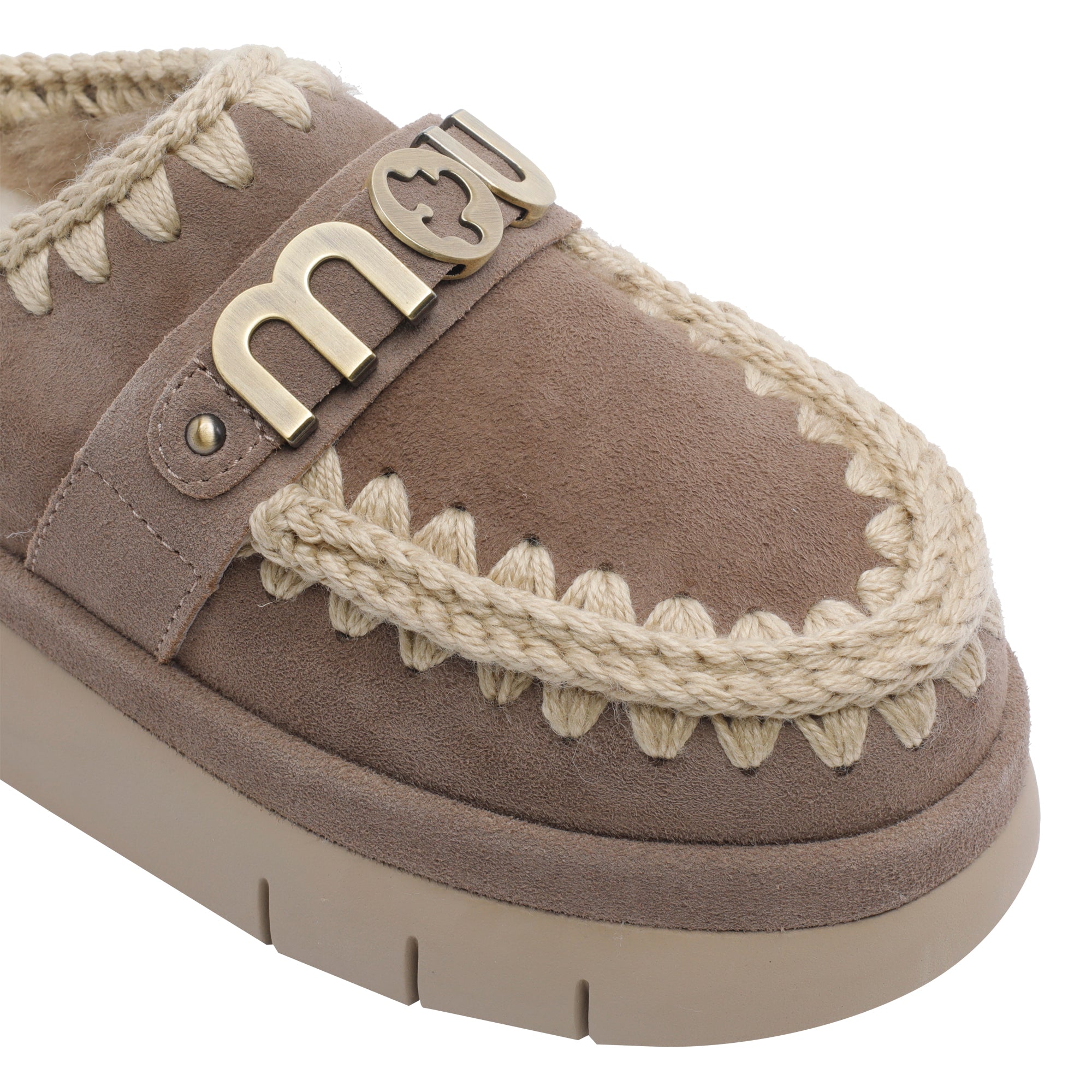 Mou Sandals Grey Suede Leather/rubber Sole