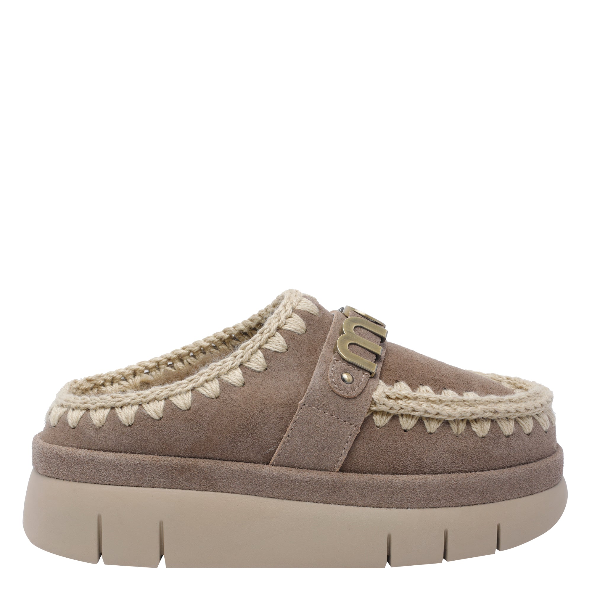 Mou Sandals Grey Suede Leather/rubber Sole