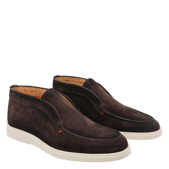 Santoni Flat Shoes Brown Suede Leather/rubber Sole