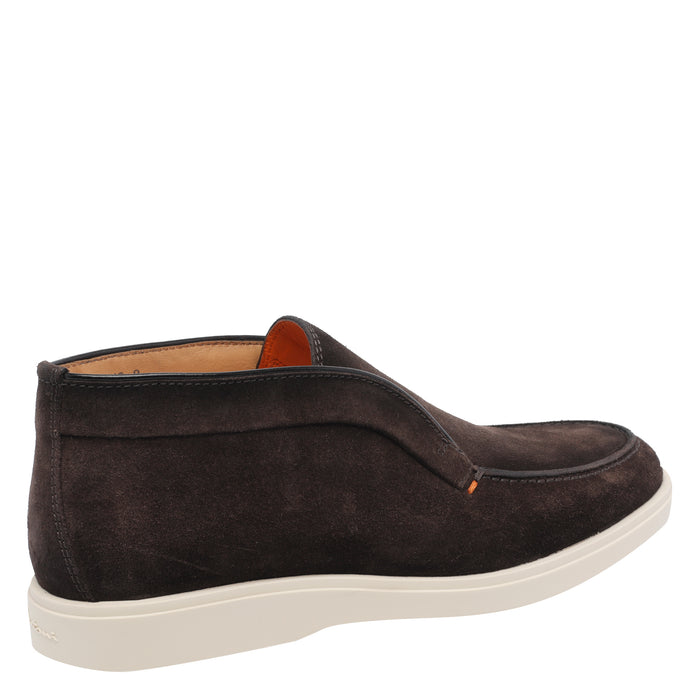 Santoni Flat Shoes Brown Suede Leather/rubber Sole