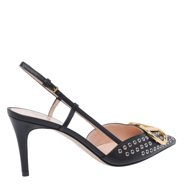 Valentino Garavani With Heel Black Calf Leather/leather Sole