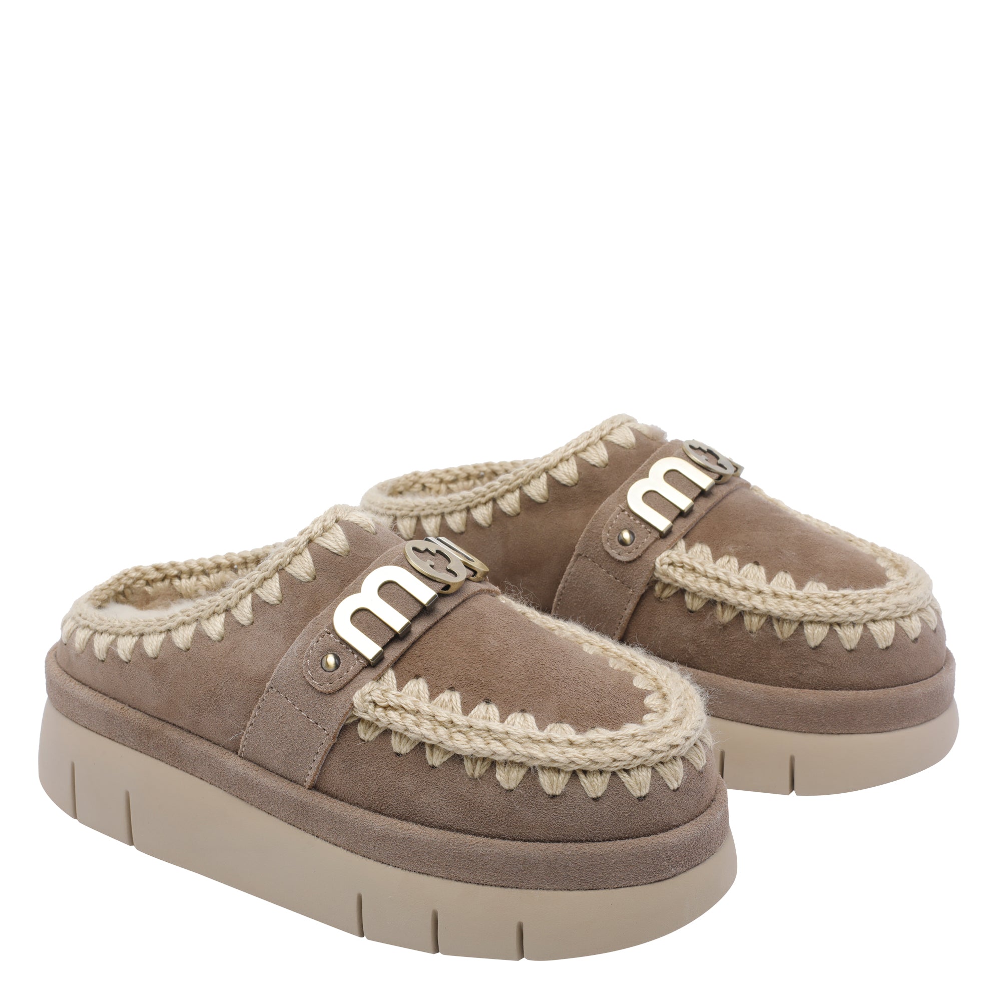 Mou Sandals Grey Suede Leather/rubber Sole