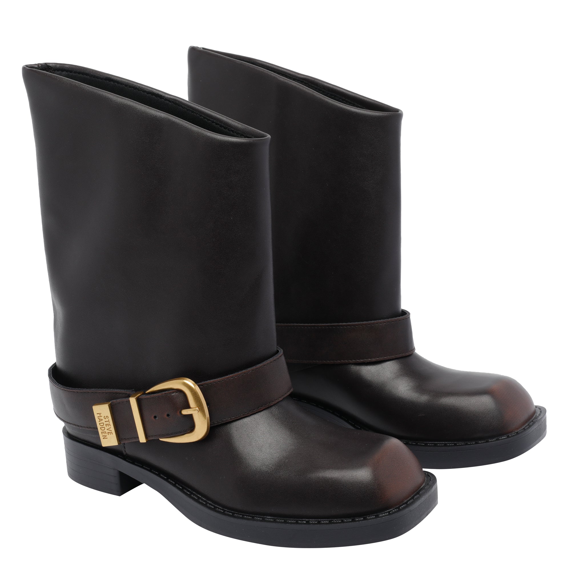 Steve Madden Boots Brown Calf Leather/rubber Sole
