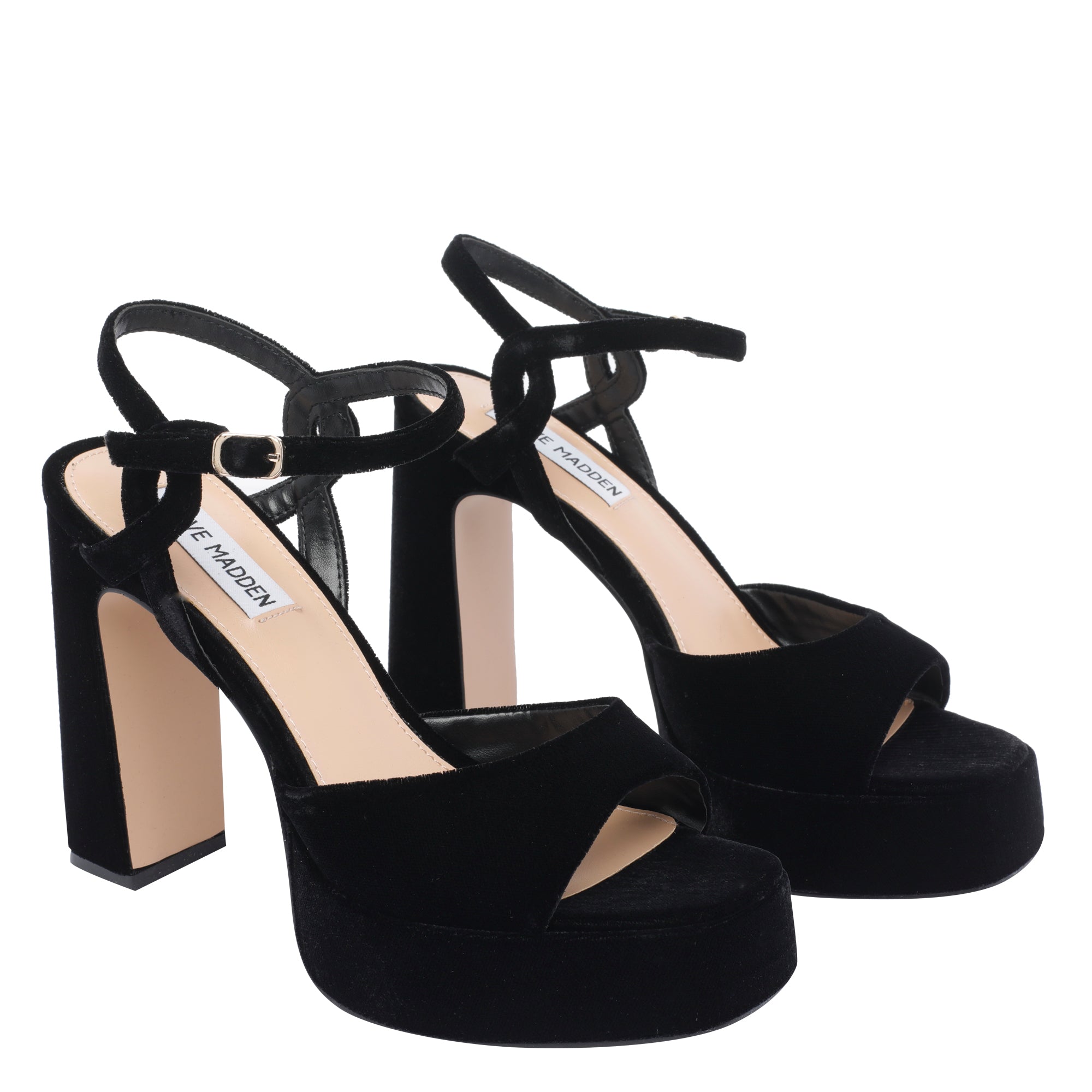 Steve Madden Sandals Black Velvet/rubber Sole