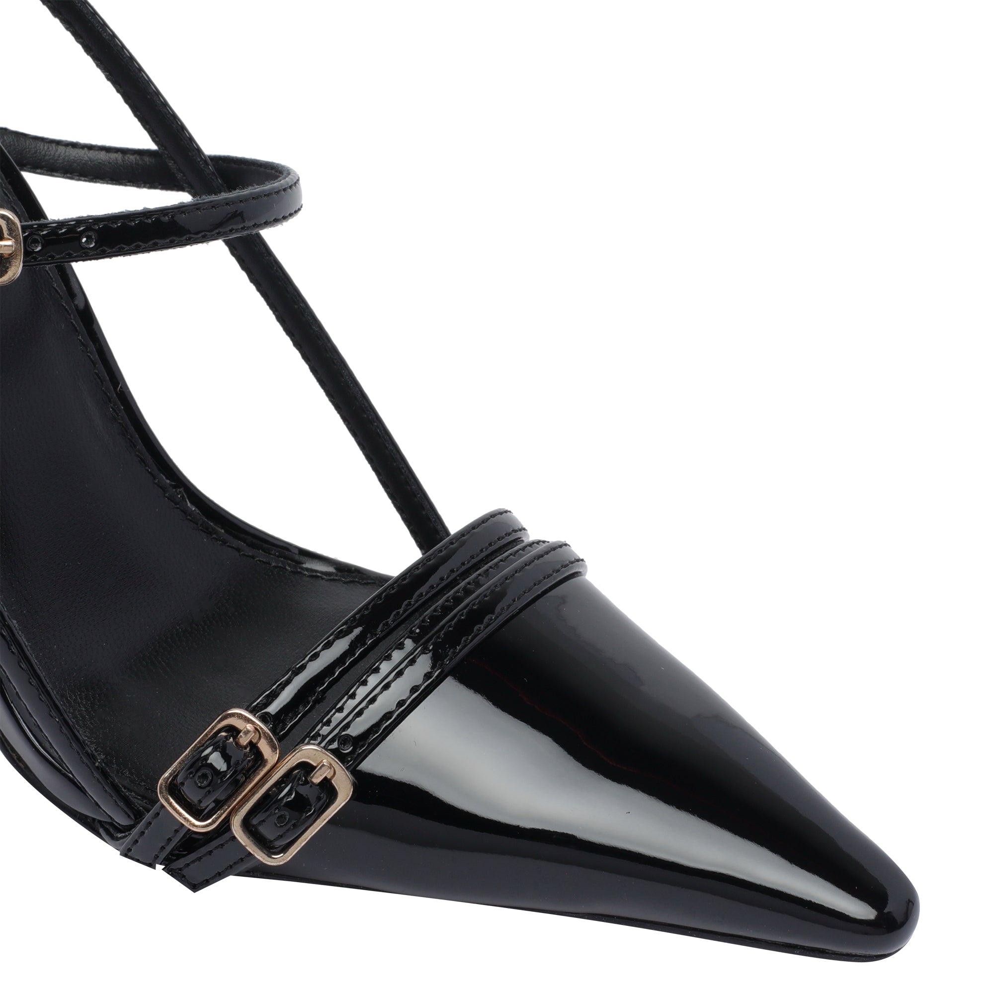 Steve Madden With Heel Black Patent/rubber Sole