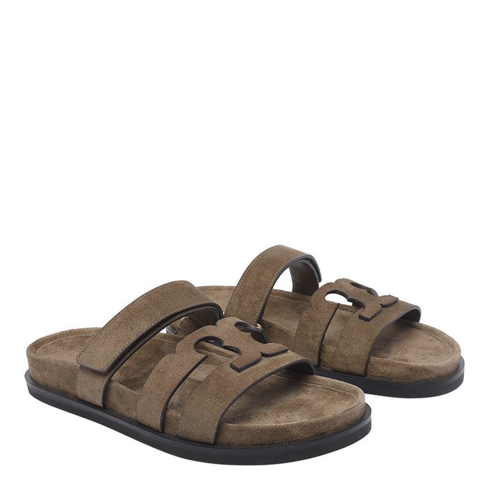 Tory Burch Sandals Brown Suede Leather/rubber Sole