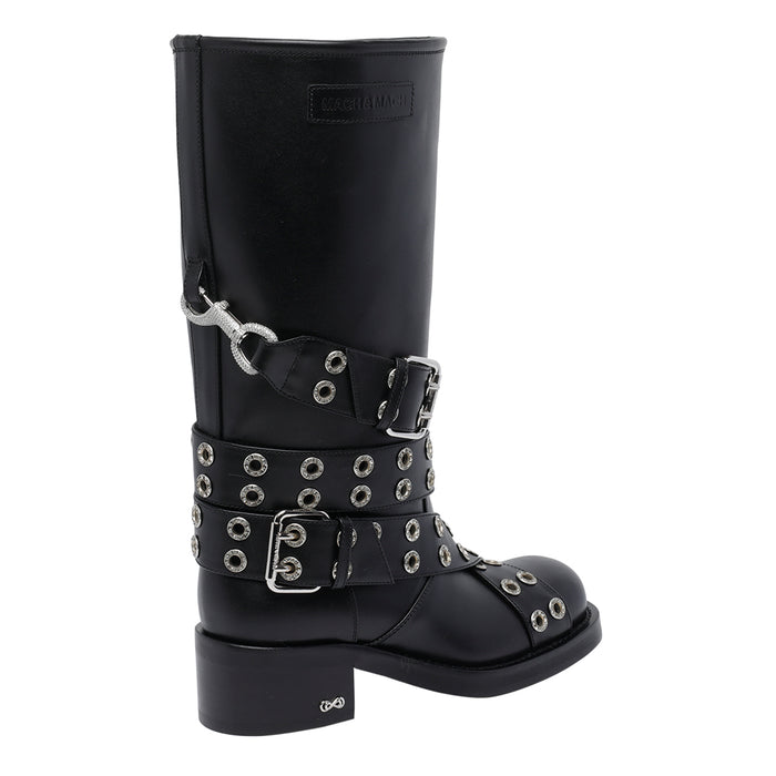 MACH & Boots Black Calf Leather/rubber Sole